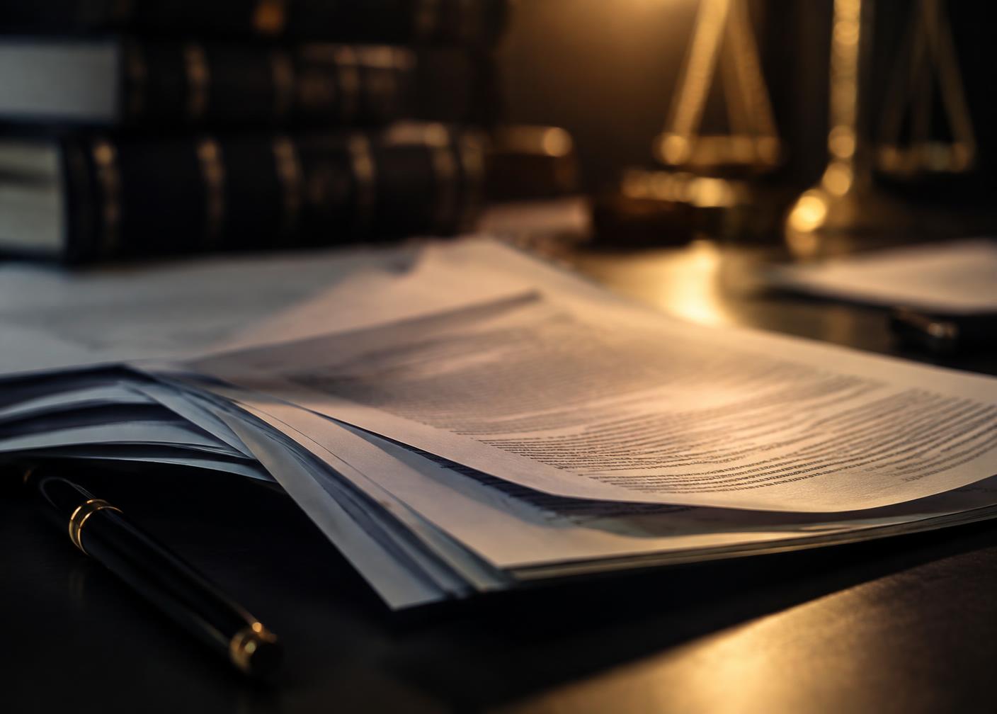 Legal documents on a desk