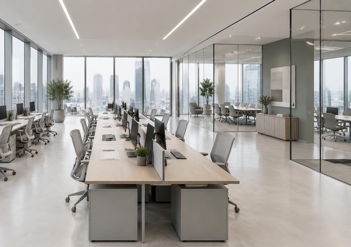 The interior of a modern law firm office